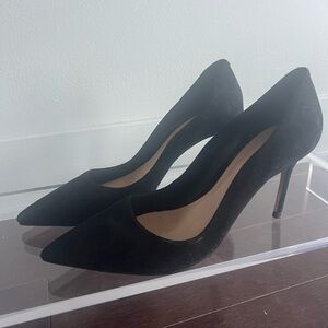 SCHUTZ Black Pointed Toe Suede Stiletto Heels